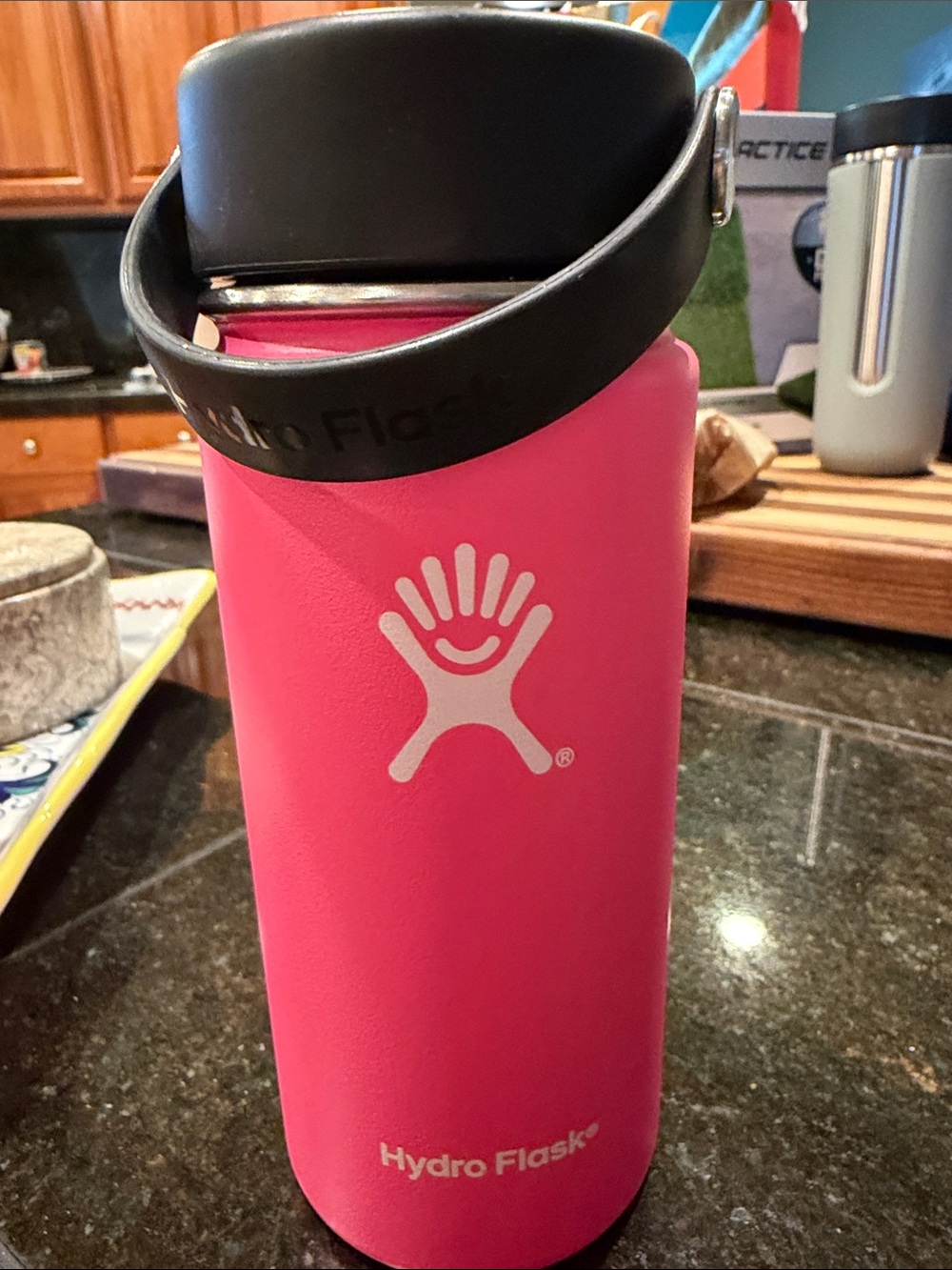 Hydro Flask Bright Pink Water Bottle with Black Lid